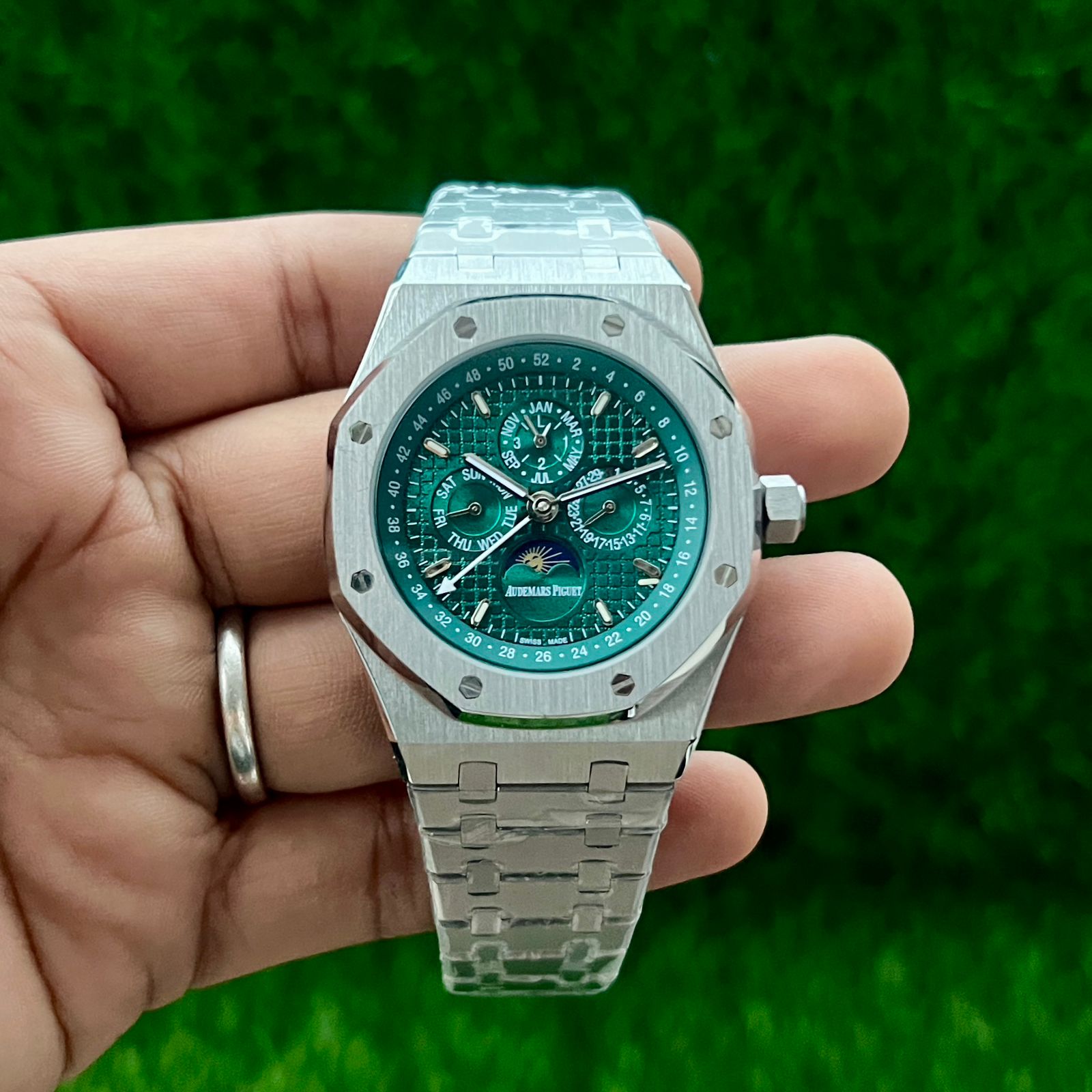 Audemars Piguet Perpetual Calendar Silver Green Dial  Watch